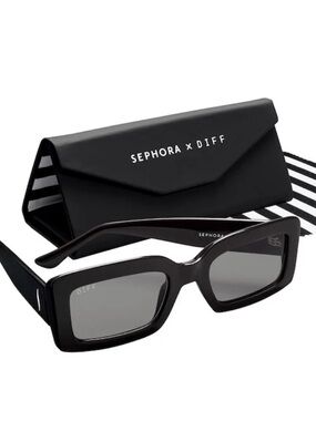 NWT SEPHORA x DIFF Black Rectangular Sunglasses